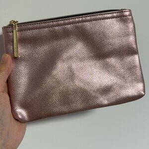 New Lancome metallic rose gold clutch makeup bag/ cosmetic travel bag